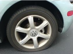 A flat tire, but not Travis's. Photo by June Shieh.